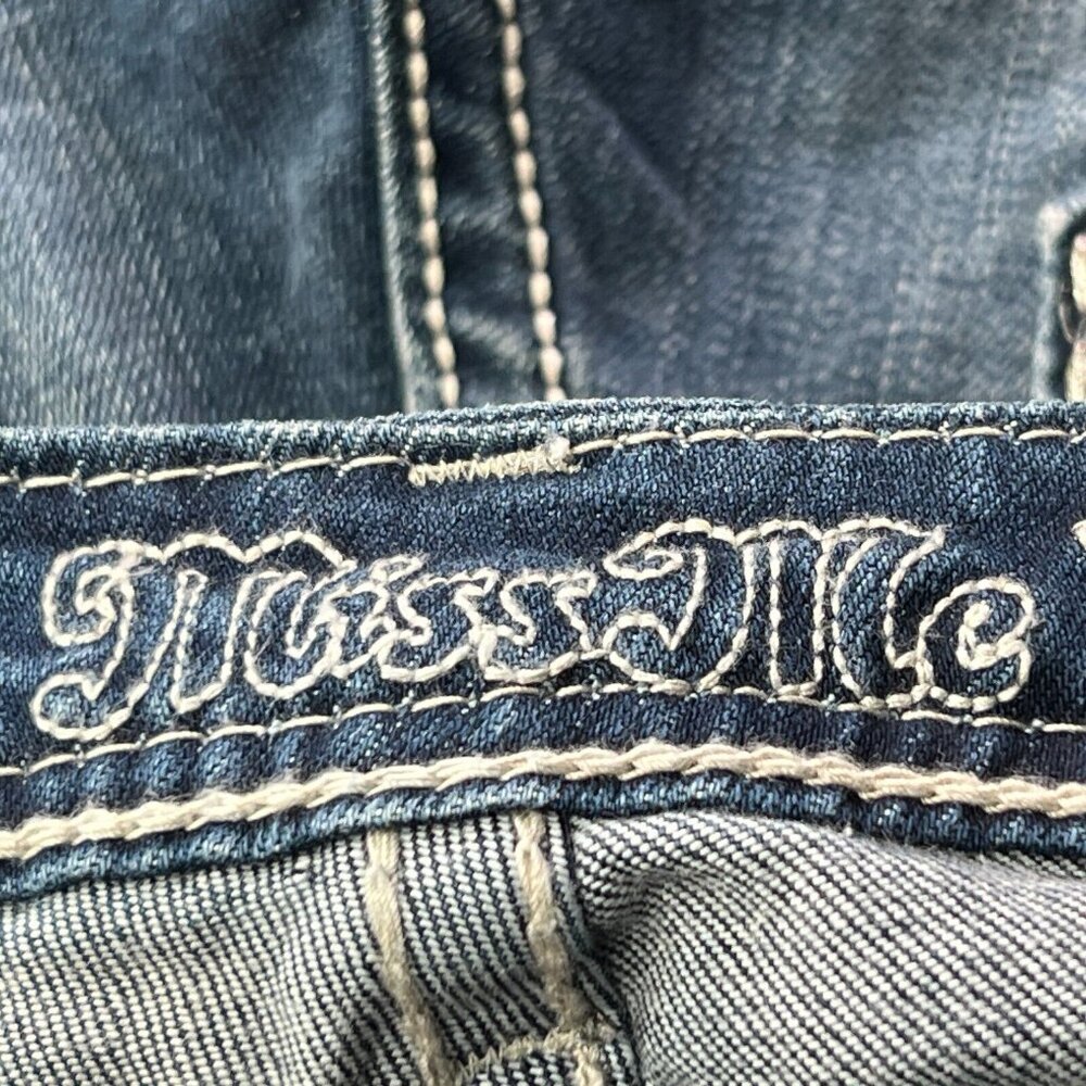 Miss Me Girls Dark Blue Distressed Denim Bermuda Shorts - Picture 9 of 13
